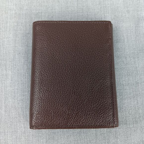 Royal Crest Men's Brown Tri-fold Cowhide Pebbled Leather Wallet Card Holder - Picture 2 of 15
